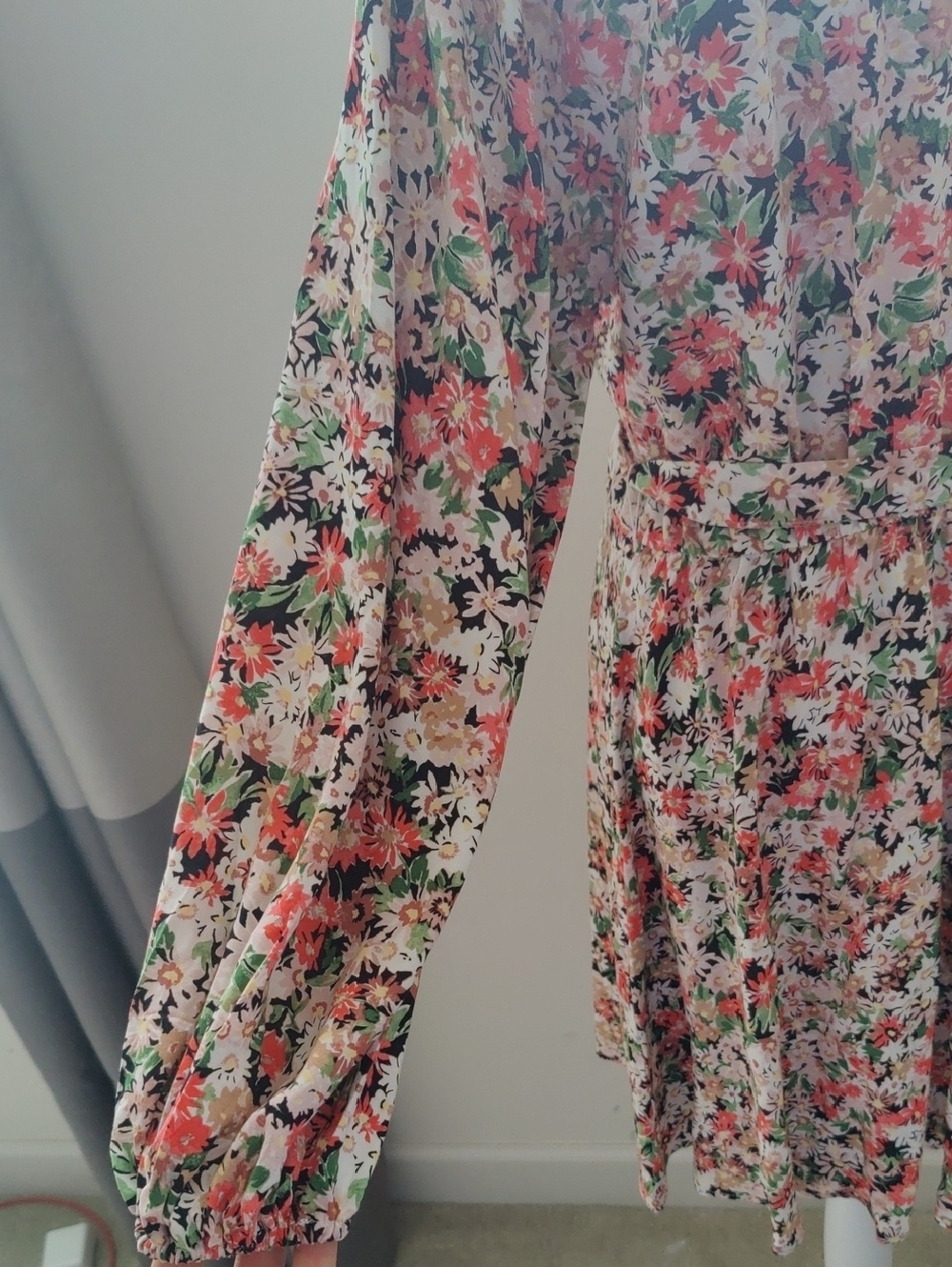 H&M Floral Balloon-sleeved Button Down shirt dress Y2K Cottagecore Vintage - Picture 9 of 14